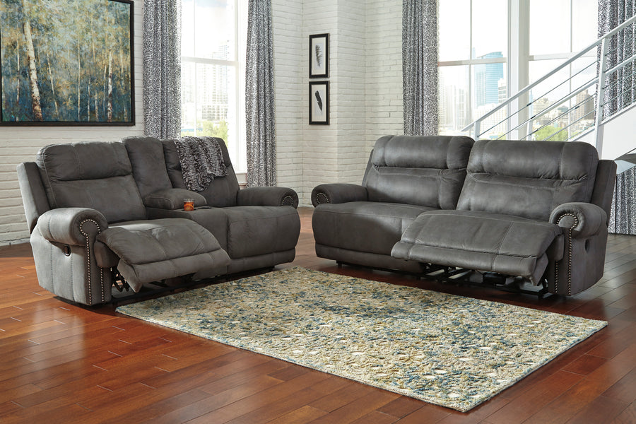 Austere Gray Power Reclining Sofa and Loveseat 38401