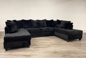 411 Black Double Chaise Sectional