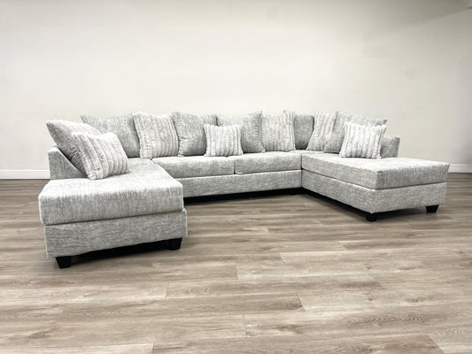 411 Gray  Double Chaise Sectional