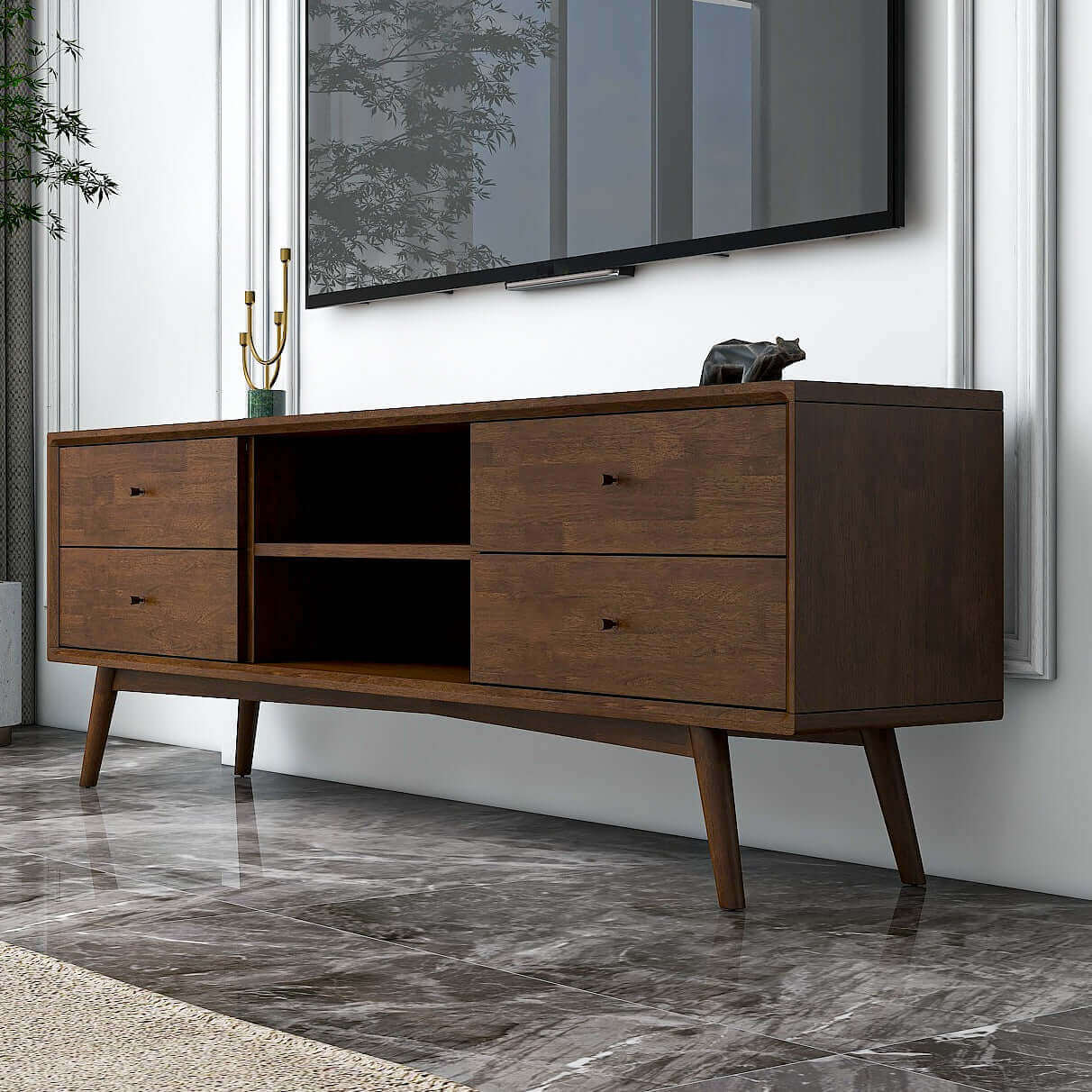 Caroline Brown Modern Style Walnut 72" TV Stand