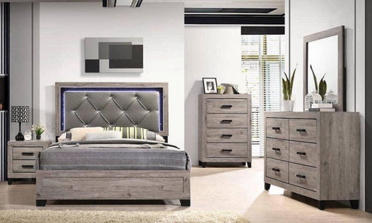 Lumen Light Brown LED Bedroom Set