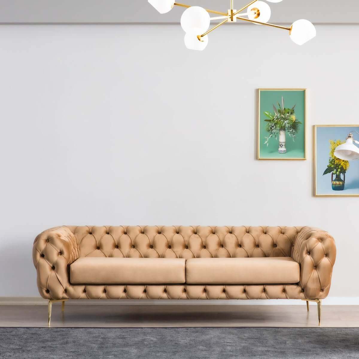 Malia Mocha Velvet Chesterfield Sofa