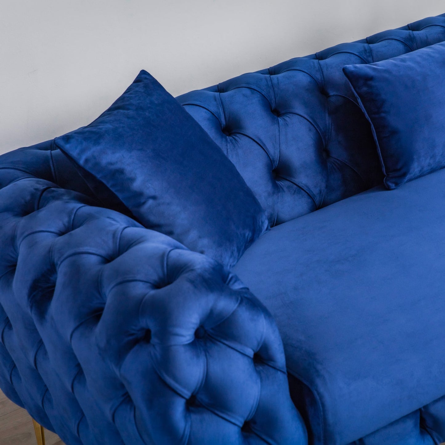 Malia Blue Velvet Chesterfield Sofa