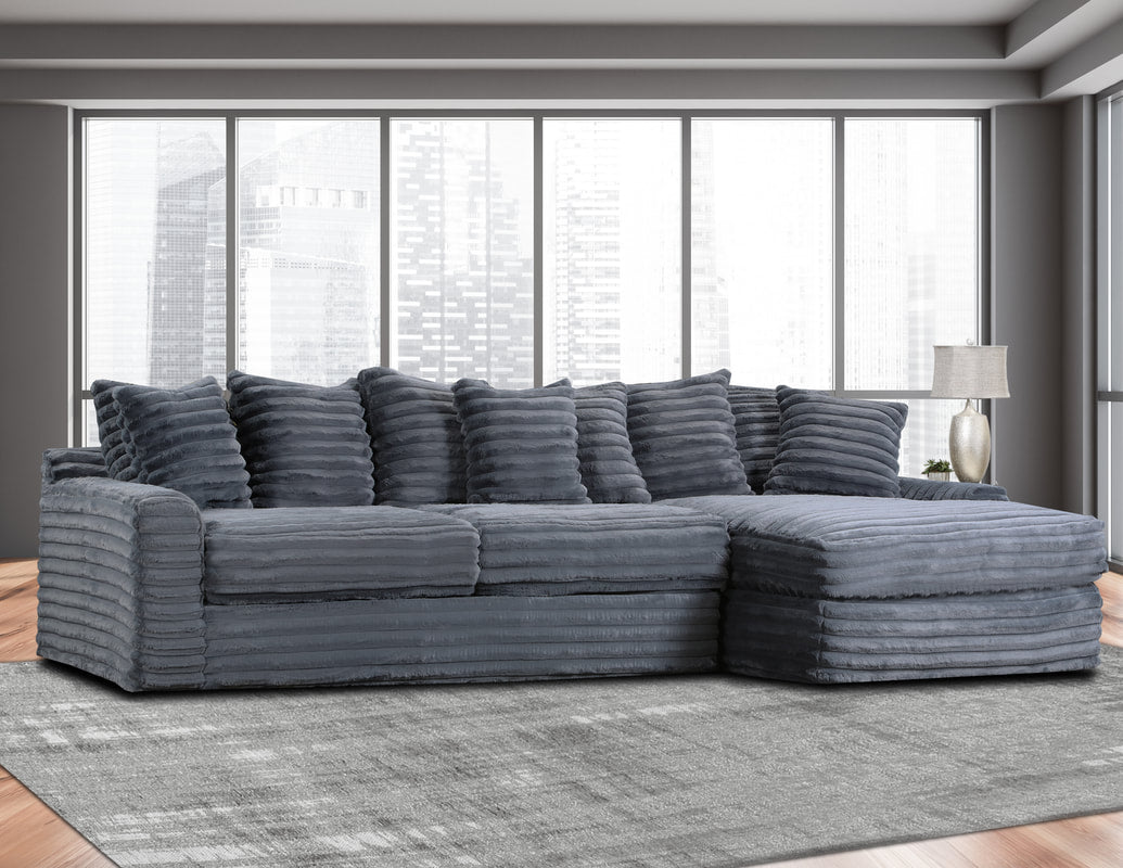 Julia 130" Charcoal Grey Velvet Sectional 4810