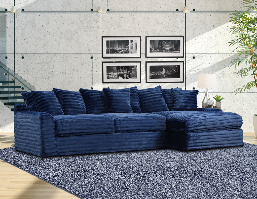 Julia 130"Navy Blue Velvet Sectional 4810