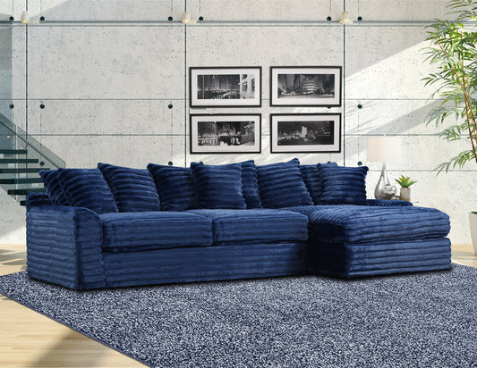 Julia 130"Navy Blue Velvet Sectional 4810