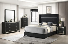 Load image into Gallery viewer, Gennro Black Corduroy Upholstered Panel Bedroom Set B9295