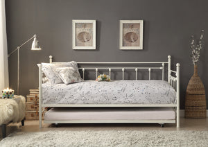 Lorena White Metal Daybed with Trundle