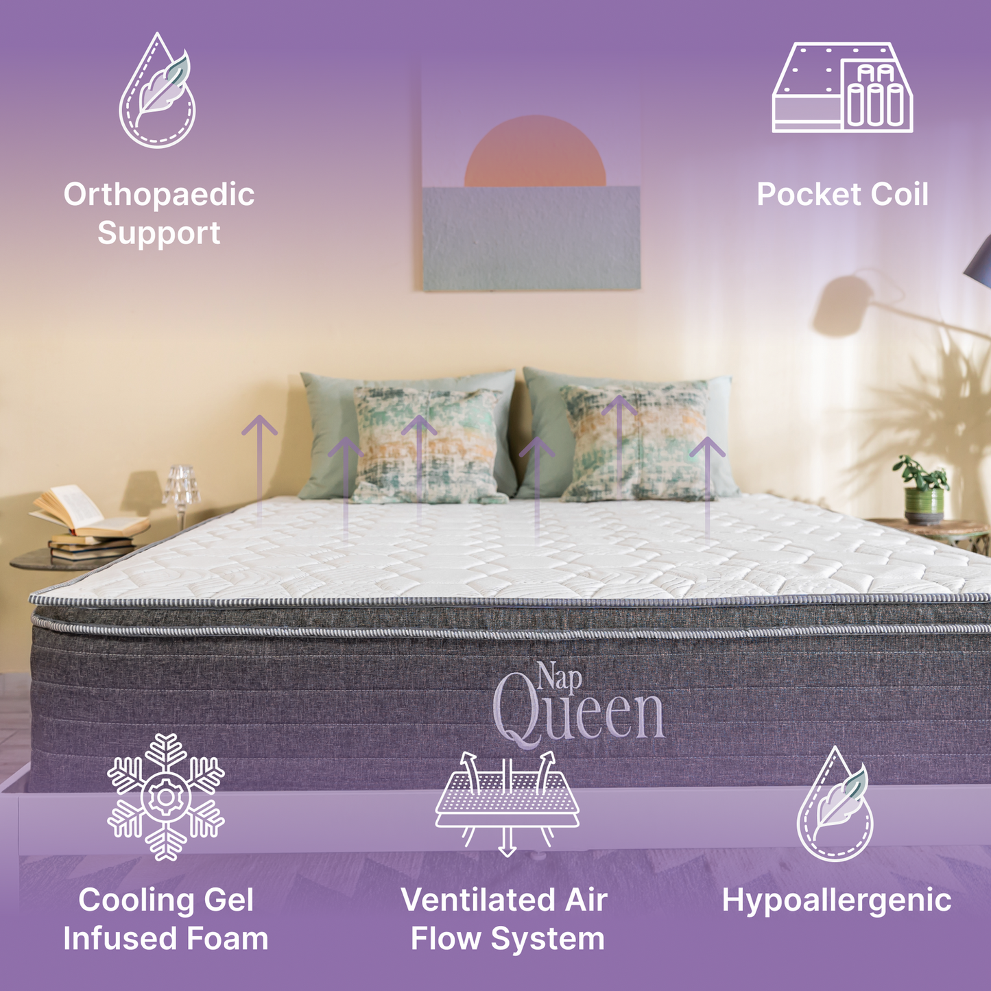 Victoria 12" Full Cooling Gel And Pocket Coil Hybrid Mattress(Medium-Firm)