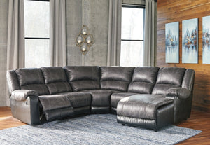 Nantahala Slate 5pc Reclining Sectional with Chaise | 50301