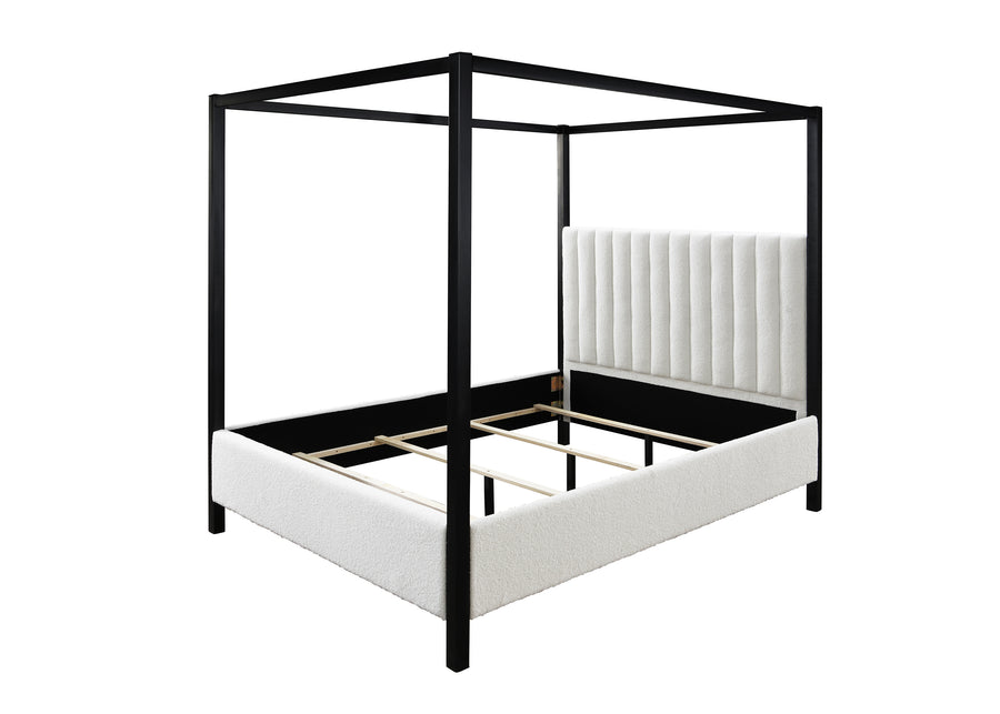 Adalyn Black/White Boucle Queen Canopy Bed 5107