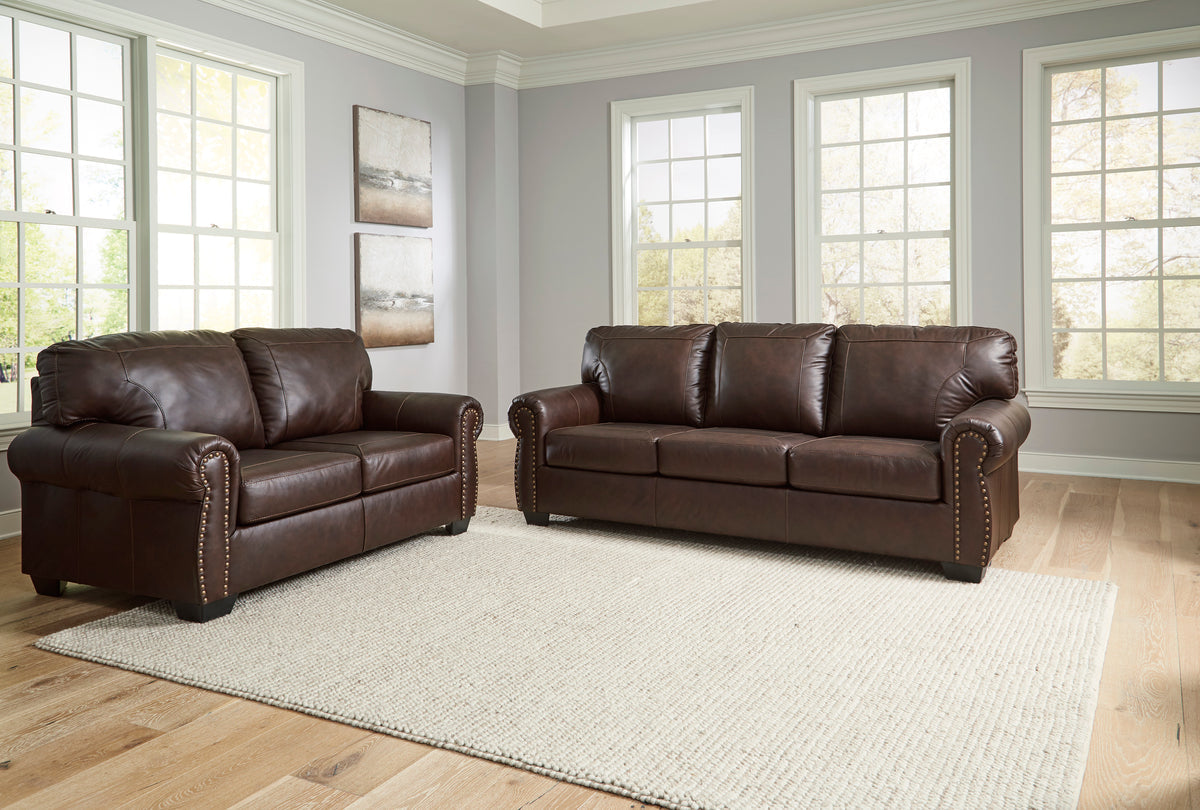 Colleton Brown GENUINE LEATHER Sofa and Loveseat 52107