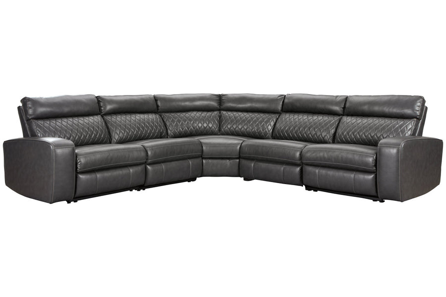 Samperstone Gray 5pc POWER Reclining Sectional 55203