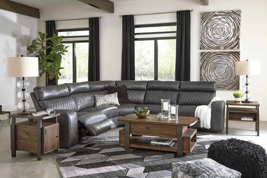 Samperstone Gray 5pc POWER Reclining Sectional 55203