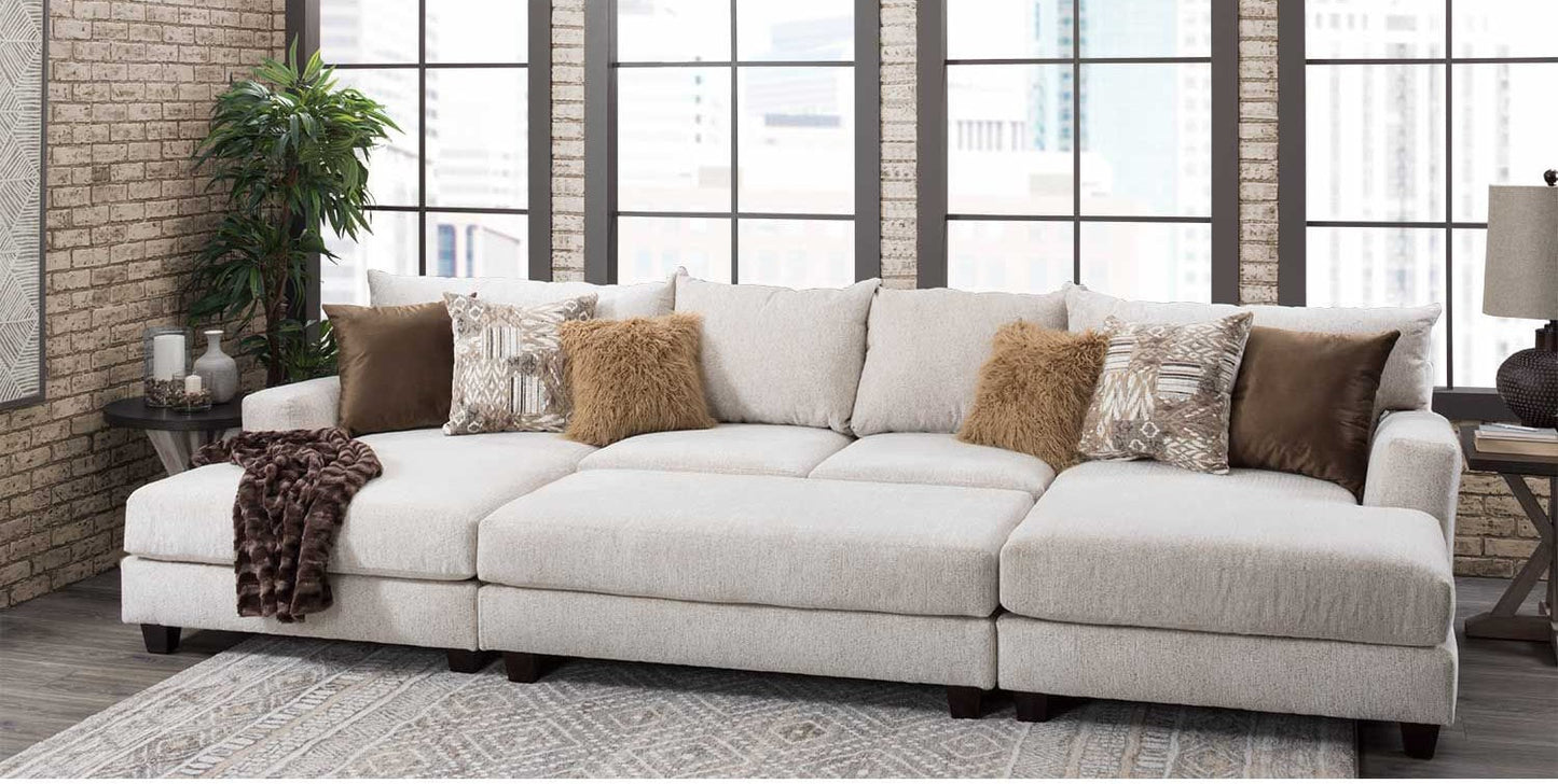 6000 Beige Fabric Sectional without Ottoman