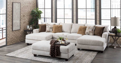 6000 Beige Fabric Sectional without Ottoman