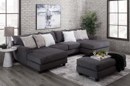 6000 Gray Fabric Sectional without Ottoman