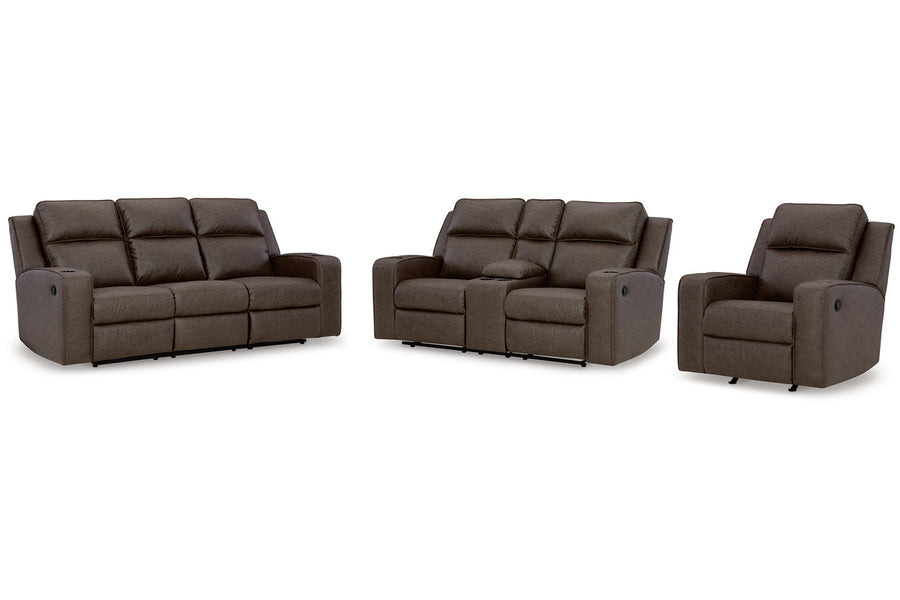 Lavenhorne Umber Reclining Sofa, Loveseat and Recliner 63306