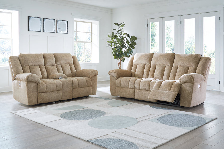 Tip-Off Wheat POWER Reclining Sofa and Loveseat  69305