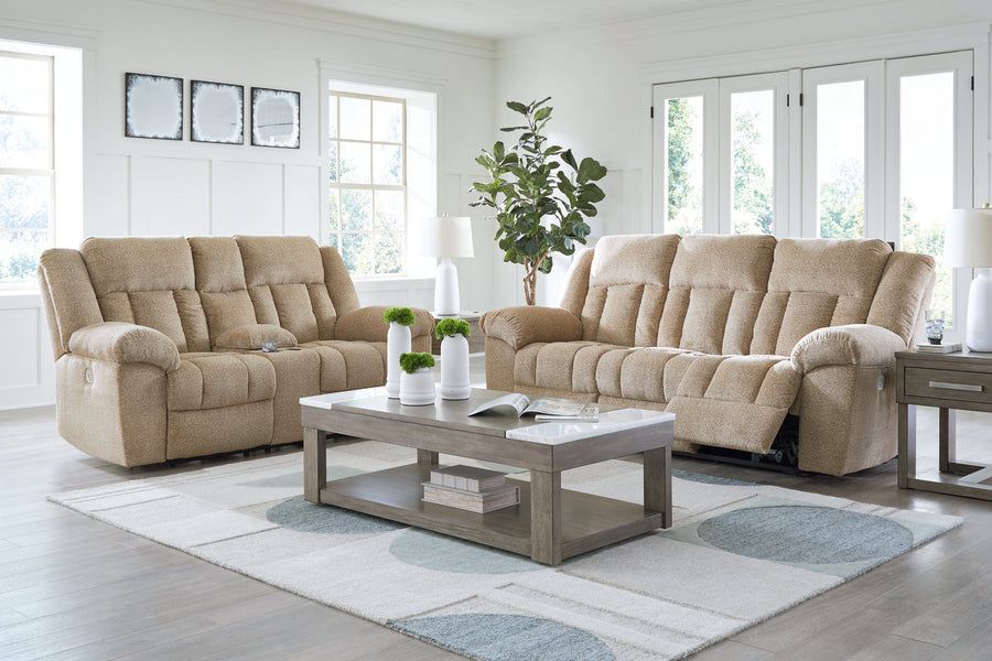 Tip-Off Wheat POWER Reclining Sofa and Loveseat  69305