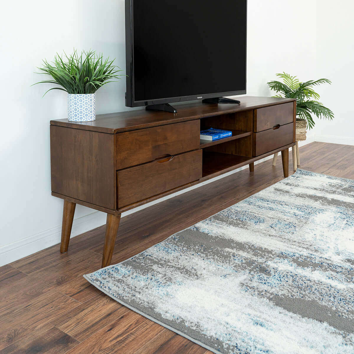 Caroline Brown Modern Style Walnut 72" TV Stand