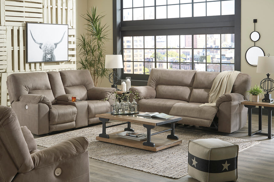 Cavalcade Slate POWER Reclining Sofa and Loveseat 77601