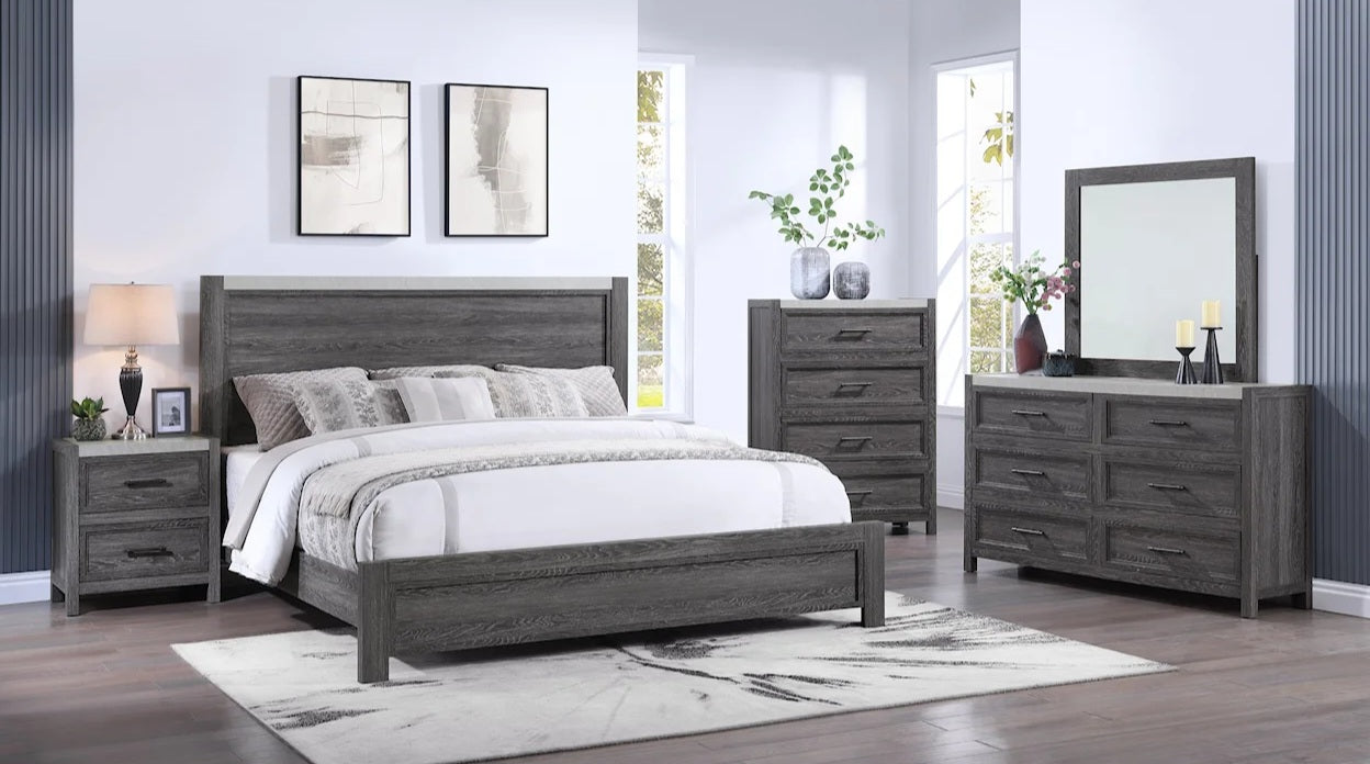 Madsen Gray Finish Panel Bedroom Set B1700