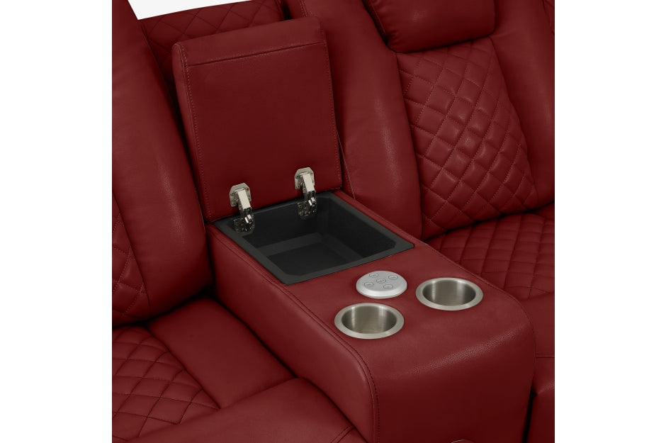 Radiant Burgundy Red POWER/LED/BLUETOOTH SPEAKERS Reclining Sofa and Loveseat SH8895