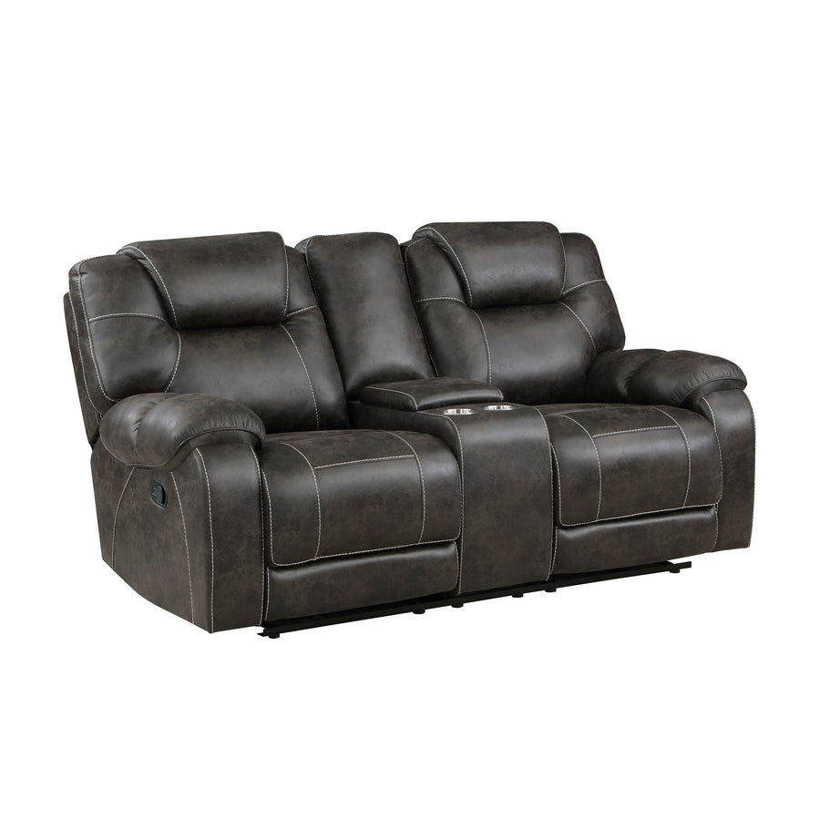 Gainesville Chocolate Microfiber Reclining Living Room Set 8560