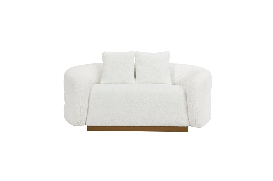 Novella White Fabric Sofa and Loveseat 8568