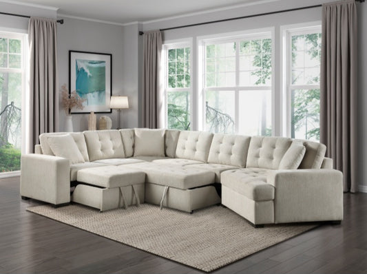 Logansport Beige Sectional with Pull out Bed 9401