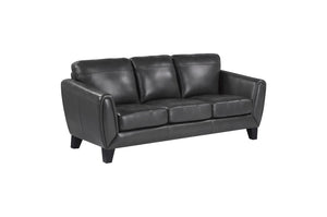 Spivey Dark Gray Leather Sofa and Loveseat 9460