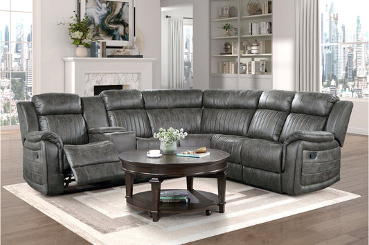 Centeroak Brownish Gray Reclining Sectional 9479