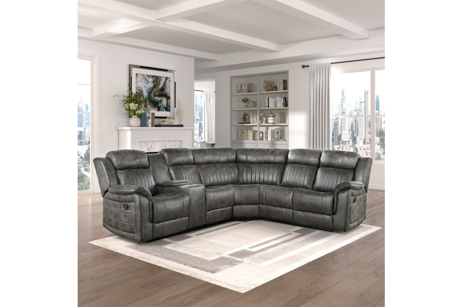 Centeroak Brownish Gray Reclining Sectional 9479