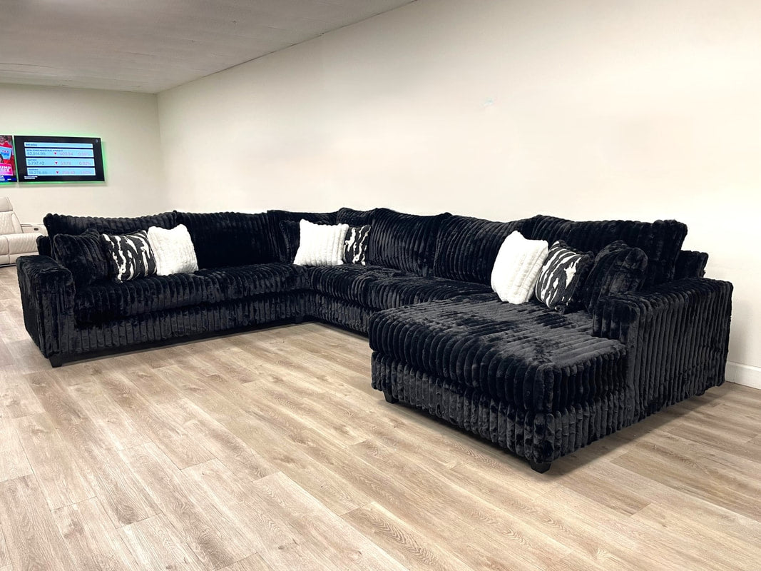 Black 170" 4pc OVERSIZED Sectional 9900