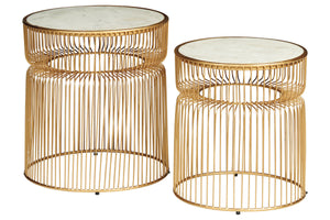 Vernway White/Gold Finish Accent Table, (Set of 2)  A4000250