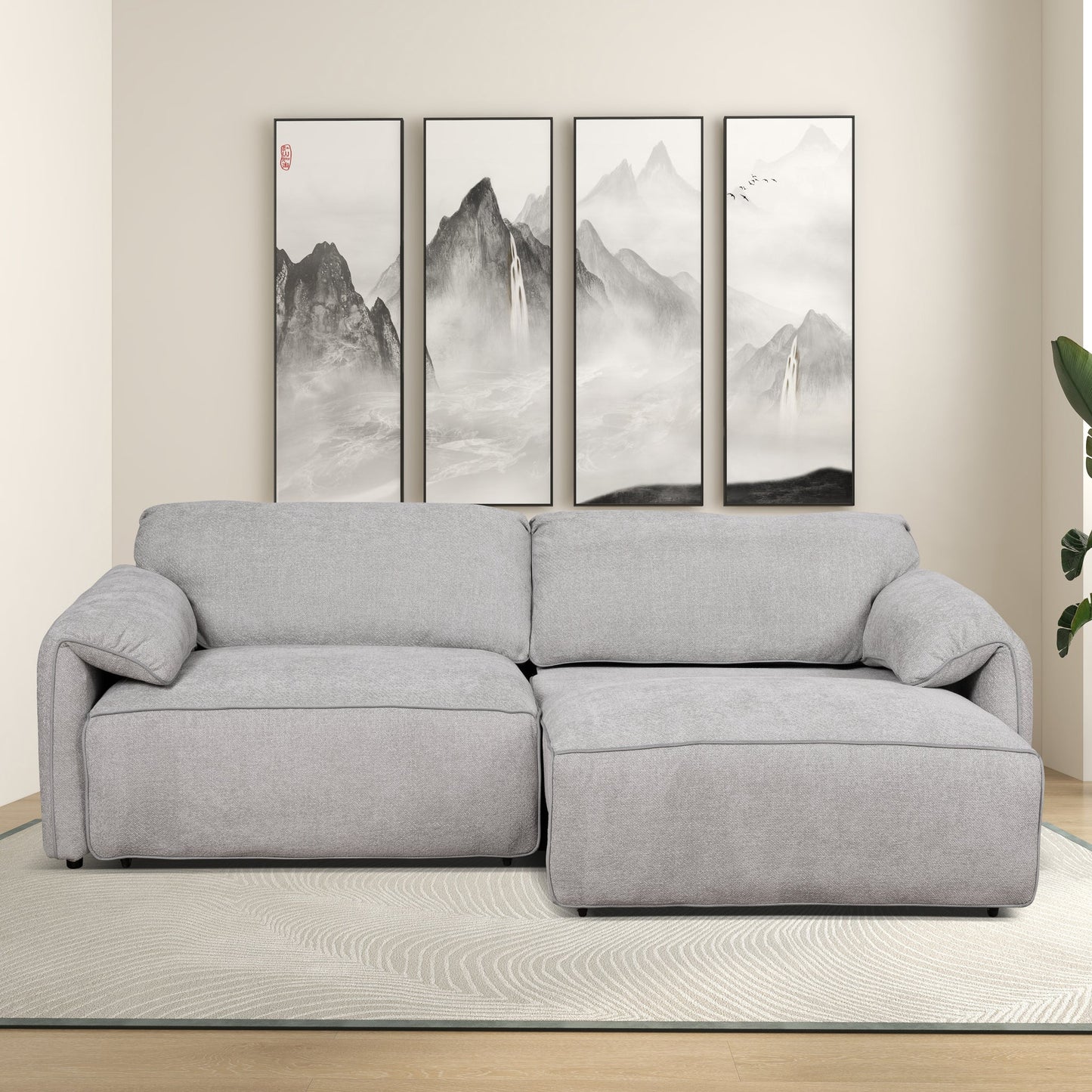 Cleveland 100" Dual POWER Convertible Sofa - Silver Linen