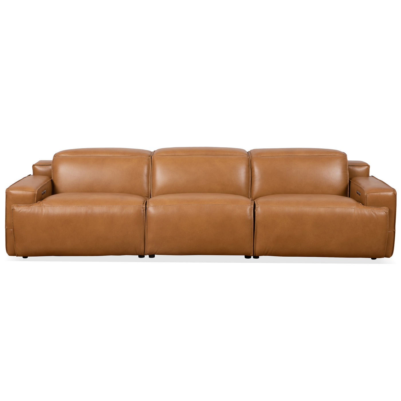 Urbana 120" Triple POWER Recliner Sofa - Tan Leather