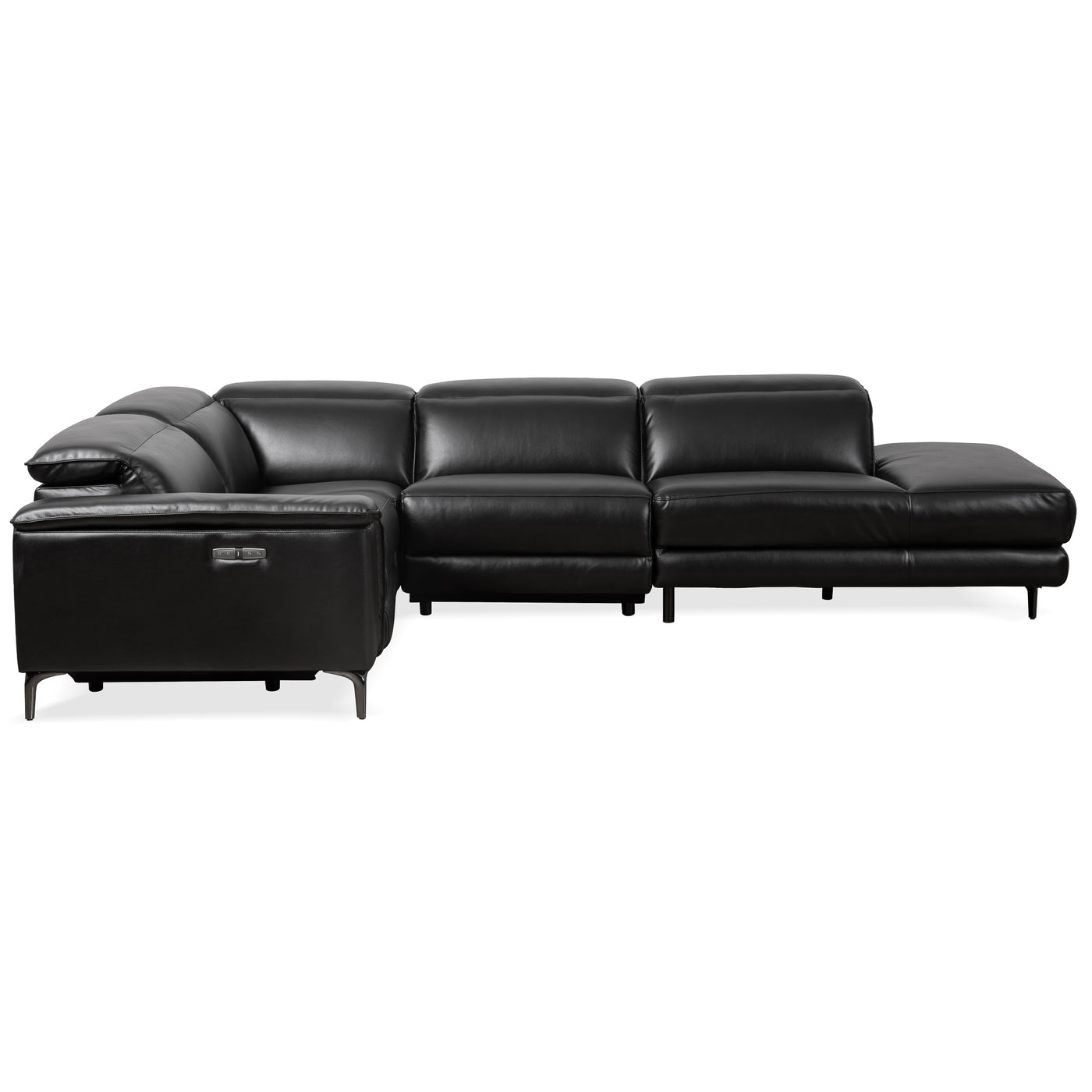 Zander Black PU Reclining POWER Sectional Sofa