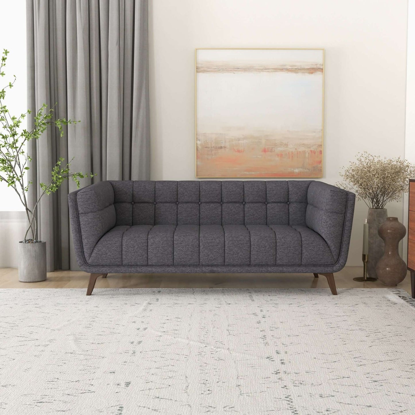 Addison 86" Dark Grey Linen Modern Sofa