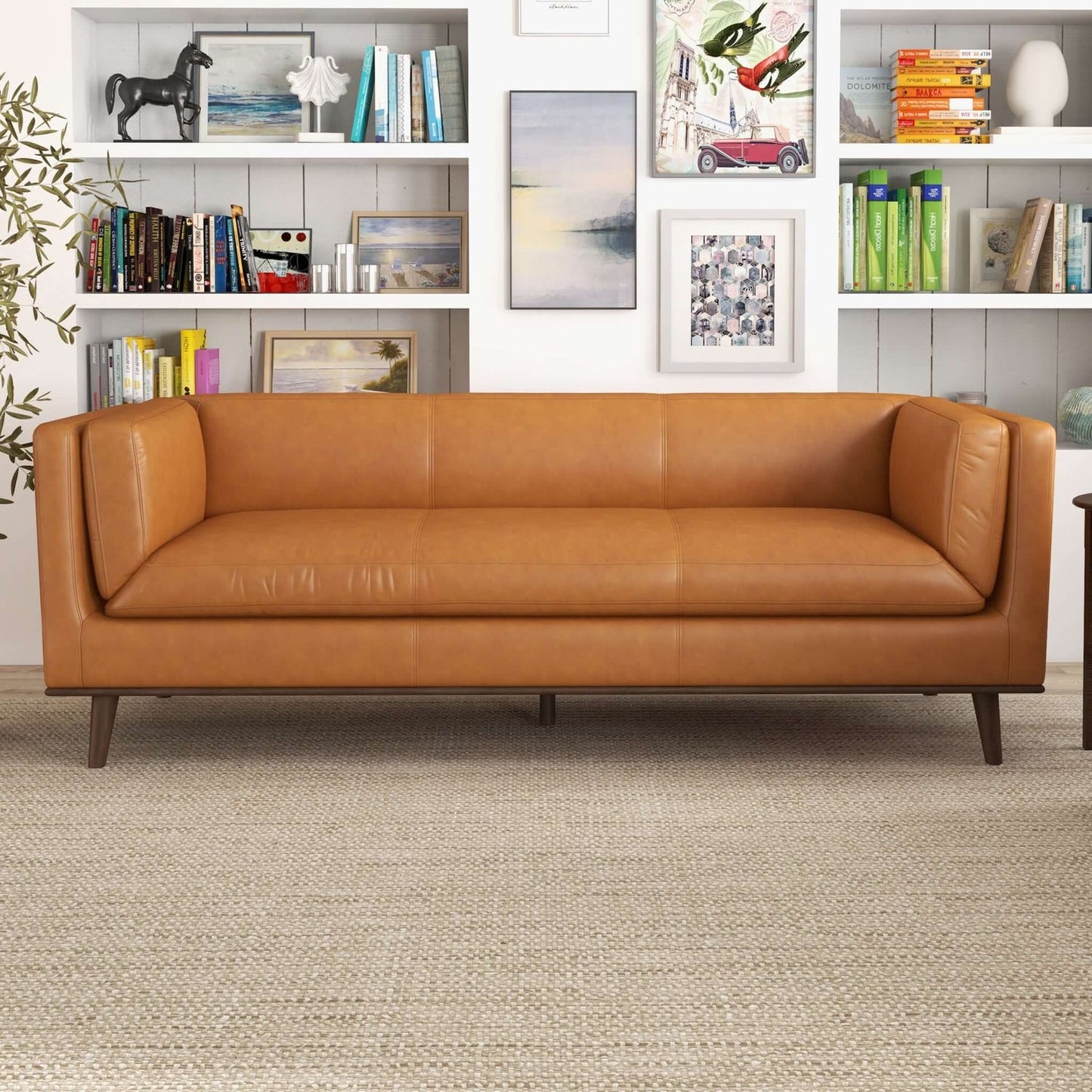 Cassidy Tan Genuine Leather Sofa Couch