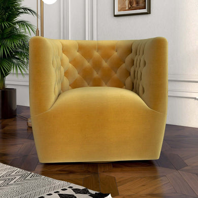 Delaney Yellow Mid-Century Modern Swivel Chair