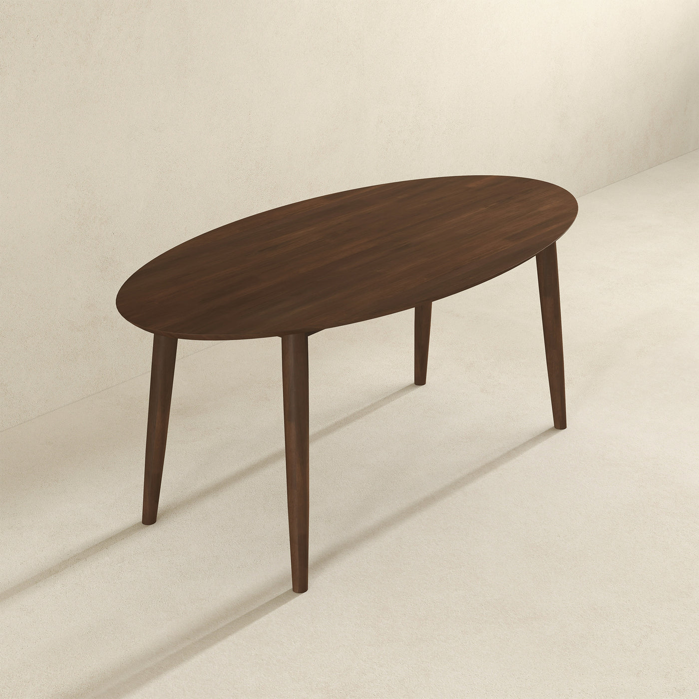 Ada Mid Century Modern Style Solid Wood Walnut Oval Dining Table