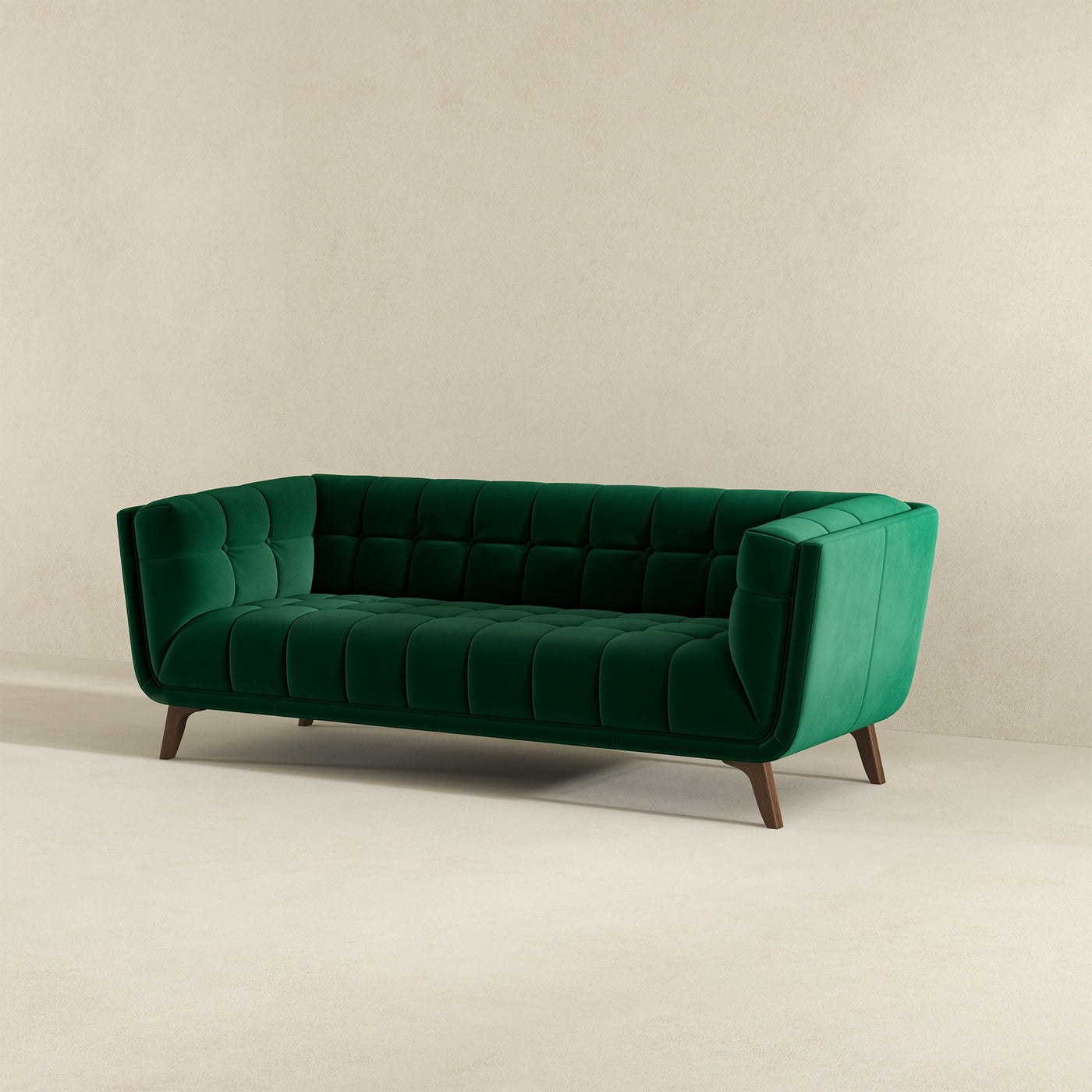 Addison 86" Green Velvet Modern Sofa