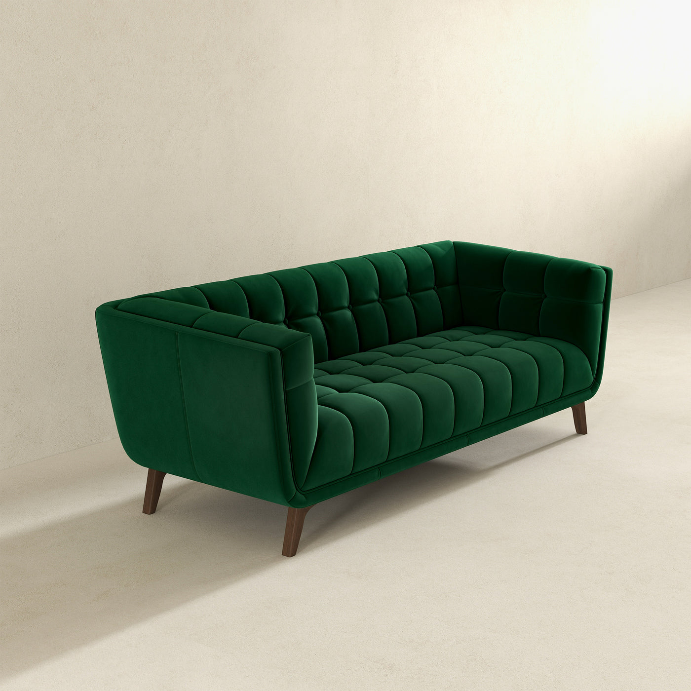 Addison 86" Green Velvet Modern Sofa