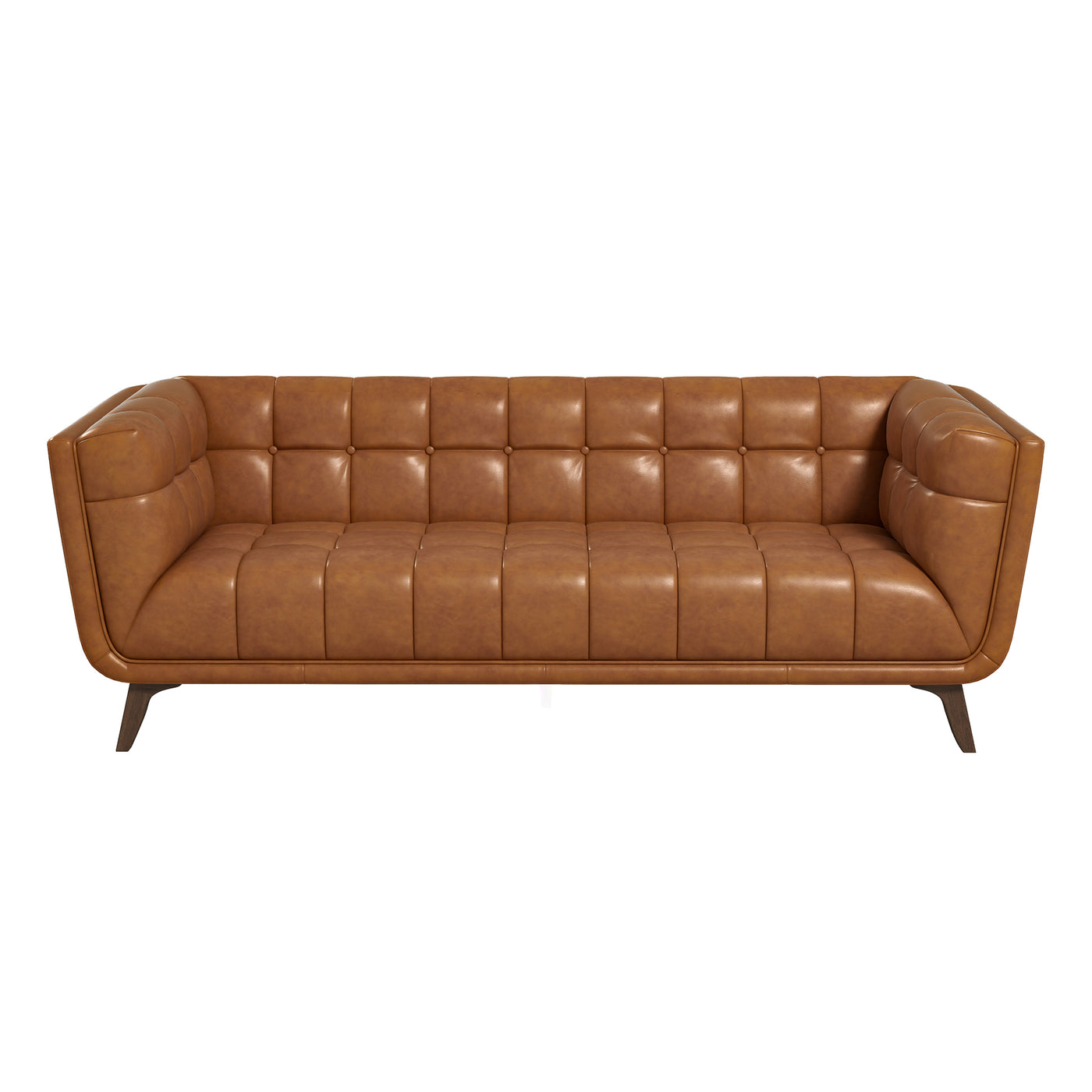 Addison 86" Cognac Genuine Leather Modern Sofa