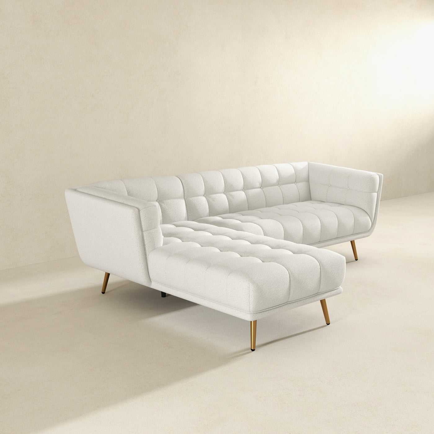 Addison 103" Left Sectional Cream Boucle Sofa