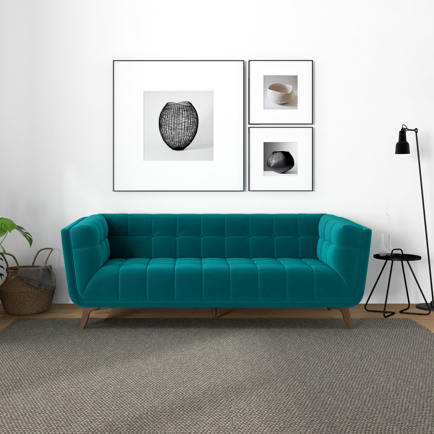 Addison 78" Teal Velvet Modern Sofa