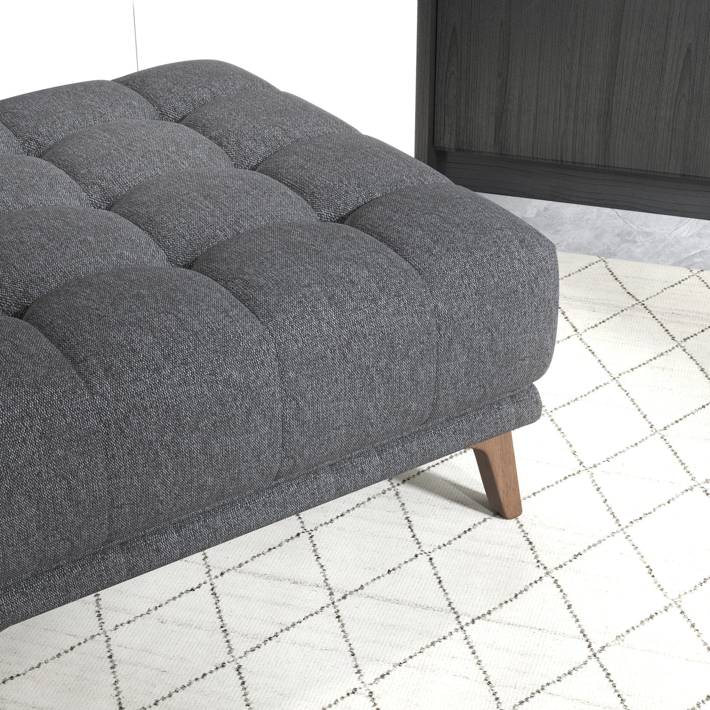 Addison Square Upholstered Ottoman Grey Linen