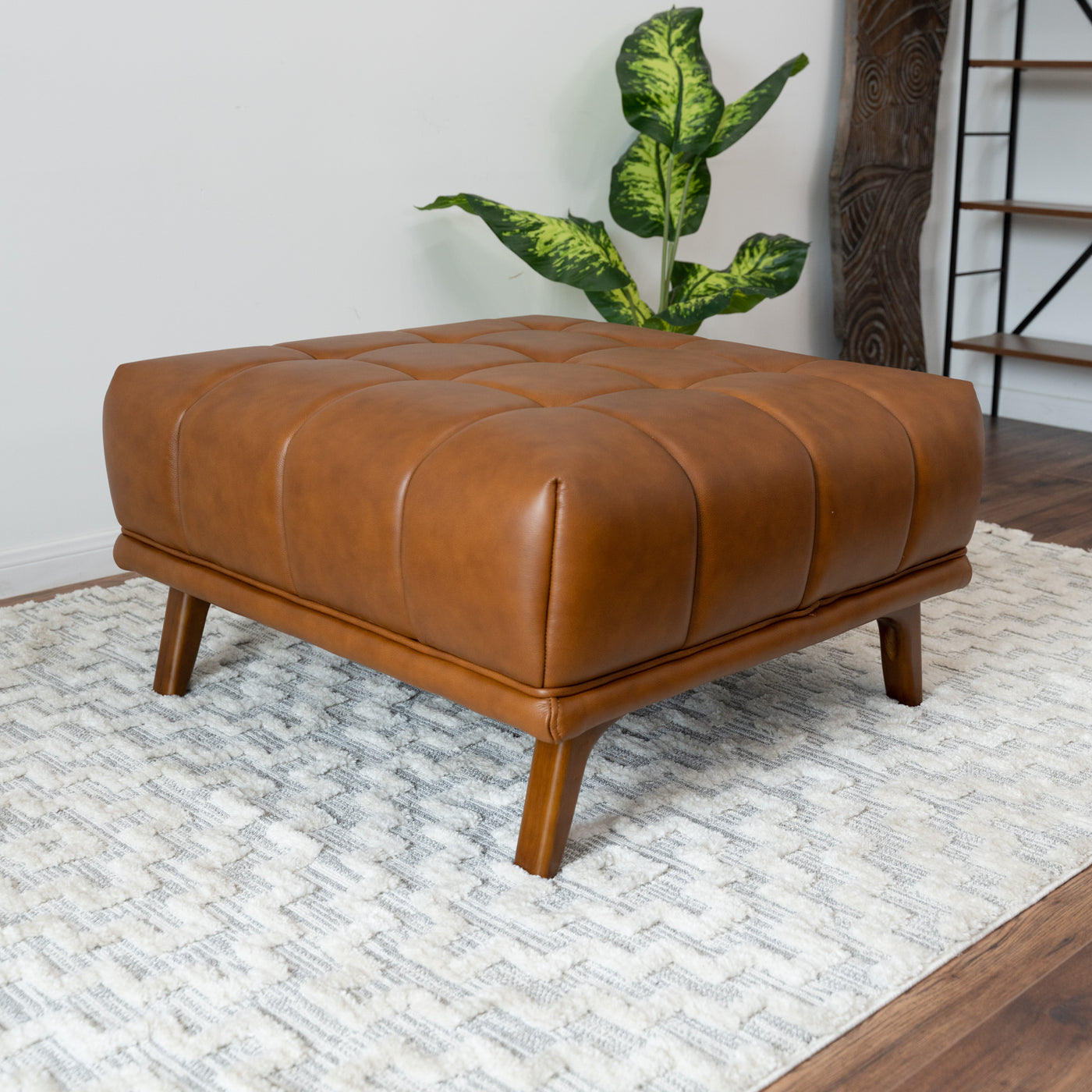 Addison Square Upholstered Ottoman Tan